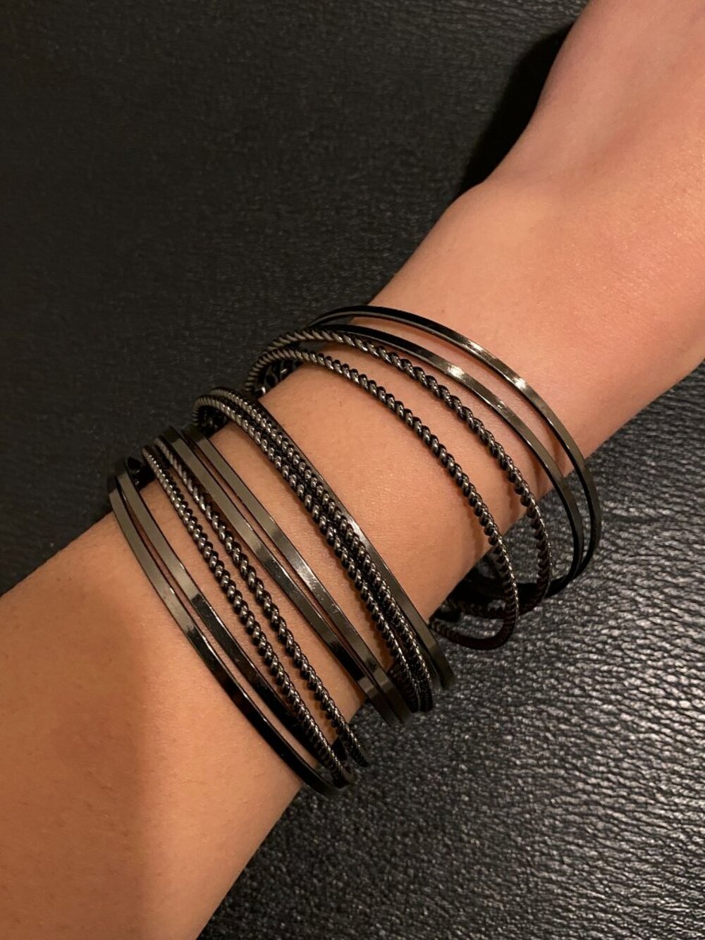 Black Metal Multi Chain Cuff Bracelet